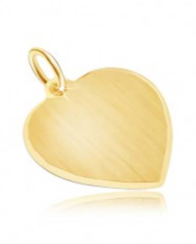 Prívesok v žltom 14K zlate - súmerné saténové srdce, lesklý okraj