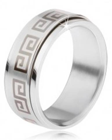 Oceľový prsteň, točiaca sa matná obruč, grécky kľúč sivej farby - Veľkosť: 57 mm