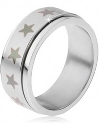 Oceľový prsteň - točiaca sa matná obruč, potlač šedých hviezd - Veľkosť: 56 mm