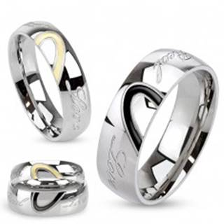 Obrúčka z ocele, kontúra srdca, gravírovaný nápis Real Love - Veľkosť: 49 mm