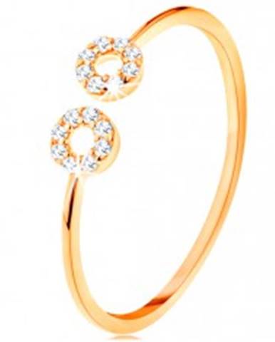 Zlatý prsteň 585 s úzkymi oddelenými ramenami, malé zirkónové obruče - Veľkosť: 51 mm