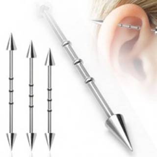 Piercing do ucha s troma malými obručami a hrotovým  zakončením - Dĺžka piercingu: 32 mm