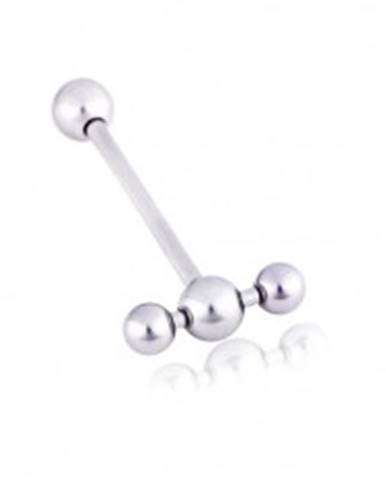 Oceľový piercing do ucha - dvojitý barbell - Dĺžka piercingu: 14 mm
