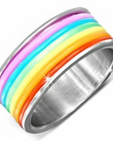 Oceľový prsteň s farebnými gumenými prúžkami - Veľkosť: 51 mm