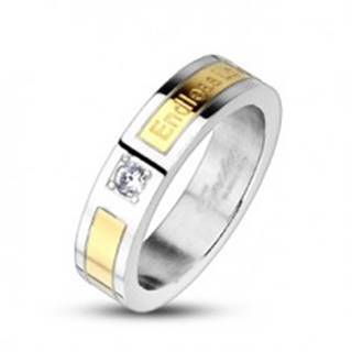 Oceľová obrúčka pás zlatej farby - Endless Love, zirkón - Veľkosť: 49 mm