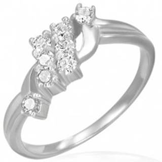 Snubný prsteň - dva šikmé zirkónové pruhy  - Veľkosť: 49 mm