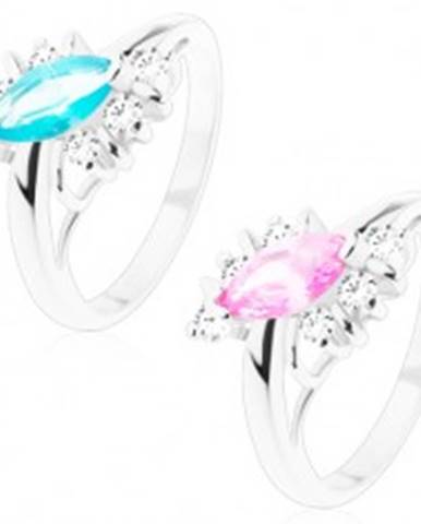 Lesklý prsteň s hladkým povrchom, zirkónové zrno, číre zirkóny, oblúčiky - Veľkosť: 51 mm, Farba: Ružová