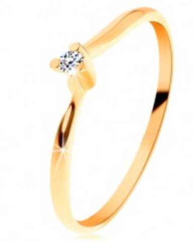 Ligotavý prsteň zo žltého 14K zlata - číry brúsený diamant, tenké ramená - Veľkosť: 49 mm
