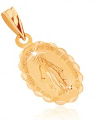 Prívesok zo žltého 9K zlata - obojstranný medailónik s Pannou Máriou