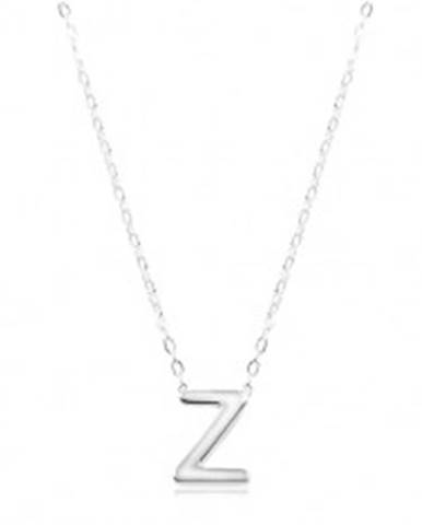 Strieborný náhrdelník 925, lesklá retiazka, veľké tlačené písmeno Z