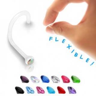 Piercing do nosa - transparentný BioFlex s farebným zirkónom  - Farba zirkónu: Aqua modrá - Q