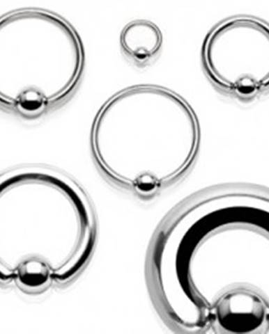 Oceľový piercing - krúžok a gulička striebornej farby, hrúbka 1,6 mm - Rozmer: 1,2 mm x 10 mm x 4 mm