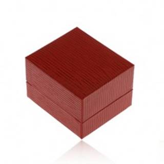 Darčeková krabička na náušnice, koženkový povrch tmavočervenej farby, ryhy