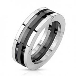 Oceľový prsteň - dvojfarebné oddelené obruče - Veľkosť: 56 mm