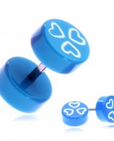 Fake piercing do ucha z akrylu - modré kolieska a srdiečka