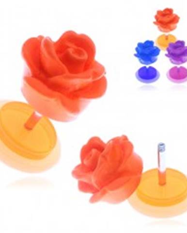 Falošný akrylový piercing do ucha - matná farebná ruža - Farba piercing: Fialová