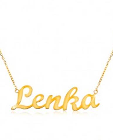 Zlatý nastaviteľný náhrdelník 585 s menom Lenka, jemná ligotavá retiazka