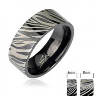 Oceľový prsteň - čierna zebra - Veľkosť: 49 mm