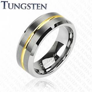 Tungstenový prsteň s pruhom v zlatej farbe, 8 mm - Veľkosť: 49 mm