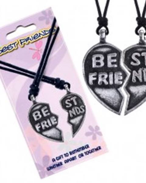 Náhrdelníky BEST FRIENDS – rozpolené srdce, text "Best Friends"
