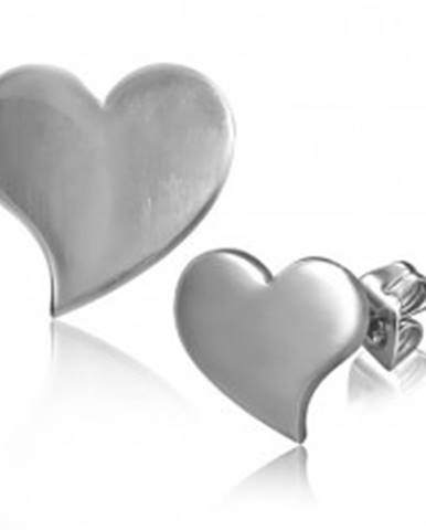 Lesklé puzetové náušnice z ocele - prehnuté srdce