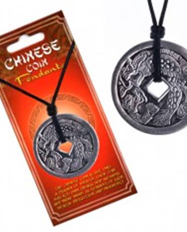 Náhrdelník s príveskom mince - drak chrliaci oheň, čínske znaky