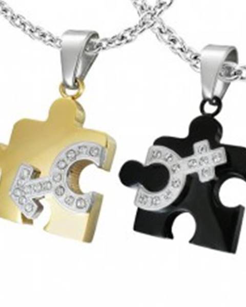 Prívesok z ocele pre dvoch - puzzle, symbol pohlaví