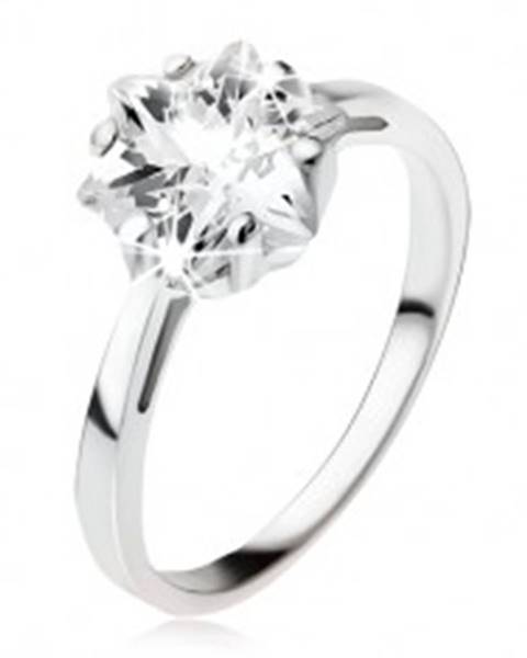 Zásnubný strieborný prsteň 925, masívny číry zirkón - hviezdica - Veľkosť: 49 mm