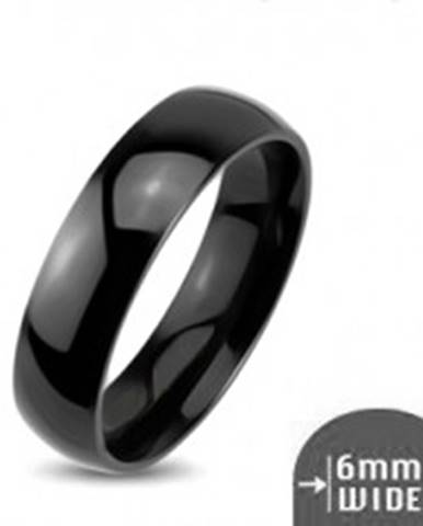 Lesklý kovový prsteň - hladká zaoblená obrúčka čiernej farby - Veľkosť: 48 mm