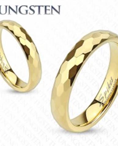 Wolfrámový prsteň - obrúčka zlatej farby s brúsením do šesťhranov - Veľkosť: 46 mm
