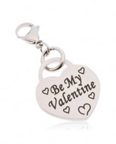 Prívesok na kľúčenku, chirurgická oceľ, srdce s nápisom Be My Valentine