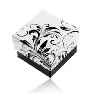 Darčeková krabička na prsteň, vzor popínavých listov, čierno-biela kombinácia