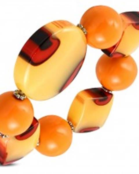 Pružný náramok - oranžové guľôčky, mliečne sklo s oranžovým nádychom, očká
