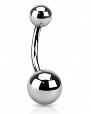 Oceľový piercing do pupku striebornej farby - jednoduché guľôčky, 1,6 mm - Rozmer: 10 mm x 4x6 mm