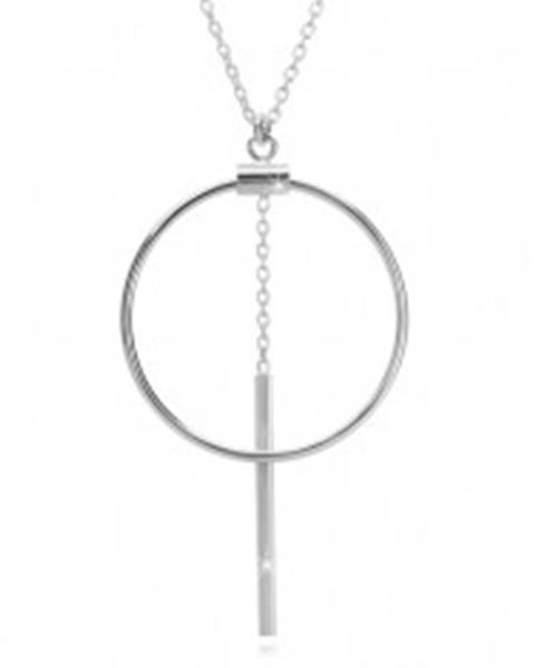 Strieborný náhrdelník 925 - retiazka z oválnych očiek, obrys kruhu a palička na retiazke