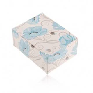 Papierová krabička na prsteň a náušnice alebo retiazku, modré kvety maku