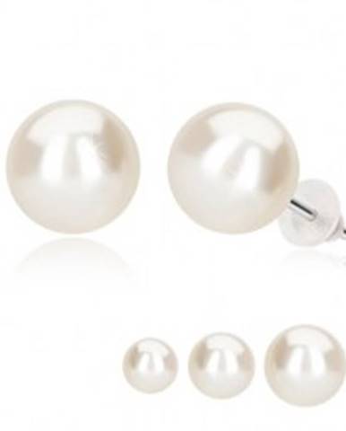 Puzetové náušnice, biela perla, striebro 925 - Hlavička: 7 mm