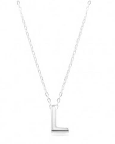 Strieborný náhrdelník 925, lesklá retiazka, veľké tlačené písmeno L