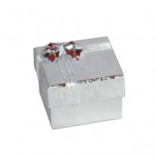 Darčeková krabička na náušnice - strieborné lesklé ruže, mašľa, 50 mm