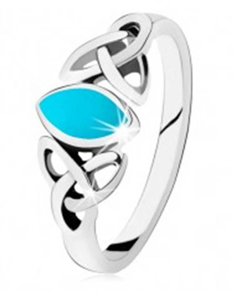 Strieborný 925 prsteň, tyrkysové zrnko, keltský symbol Triquetra - Veľkosť: 49 mm