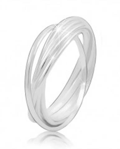 Strieborný prsteň 925 - prepojené tenké prstence, lesklý hladký povrch - Veľkosť: 49 mm