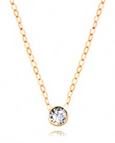 Diamantový náhrdelník zo žltého 14K zlata - číry briliant v objímke, tenká retiazka