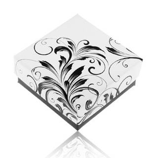 Čierno-biela darčeková krabička na prsteň, kvetinové ornamenty