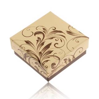 Krabička na prsteň a náušnice, krémovo-hnedá farba, kvetinové ornamenty