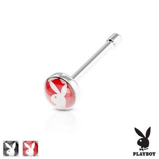 Rovný piercing do nosa, oceľ 316L, farebné koliesko s Playboy zajačikom - Farba piercing: Červená
