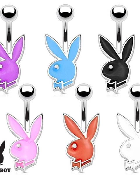 Piercing do brucha z chirurgickej ocele - zajačik Playboy, rôzne farby, 10 mm - Farba piercing: Čierna