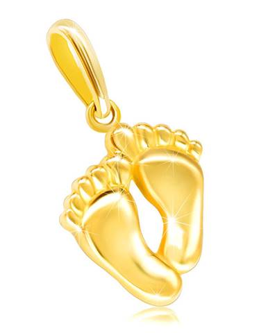 Zlatý prívesok 585 - dve spojené lesklé chodidlá s prstami