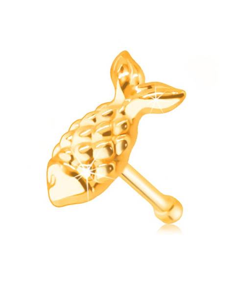 Zlatý 14K piercing do nosa - rybka so šupinkami a chvostom