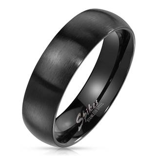 Prsteň z ocele v čiernom farebnom odtieni - široké ramená s matným povrchom, 6 mm - Veľkosť: 49 mm